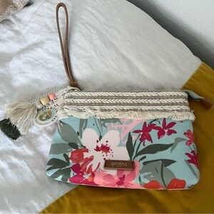 Spartina 449 floral Carina Sea Foam Wristlet